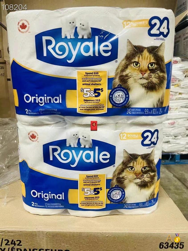 White cat toilet paper